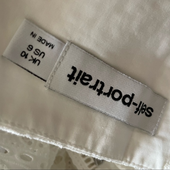 2022 Self Portrait Cotton Broderie Peplum Top - Picture 7 of 9